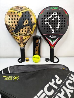 Set Padel Duo Performance : 2 Raquettes 100% Carbone avec Balles & Surgrips