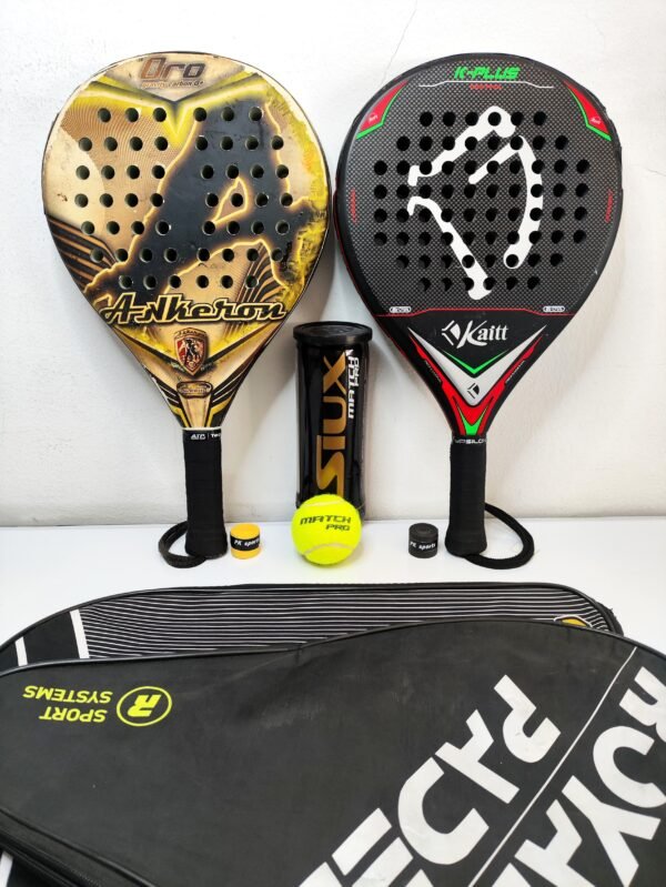 Set Padel Duo Performance : 2 Raquettes 100% Carbone avec Balles & Surgrips